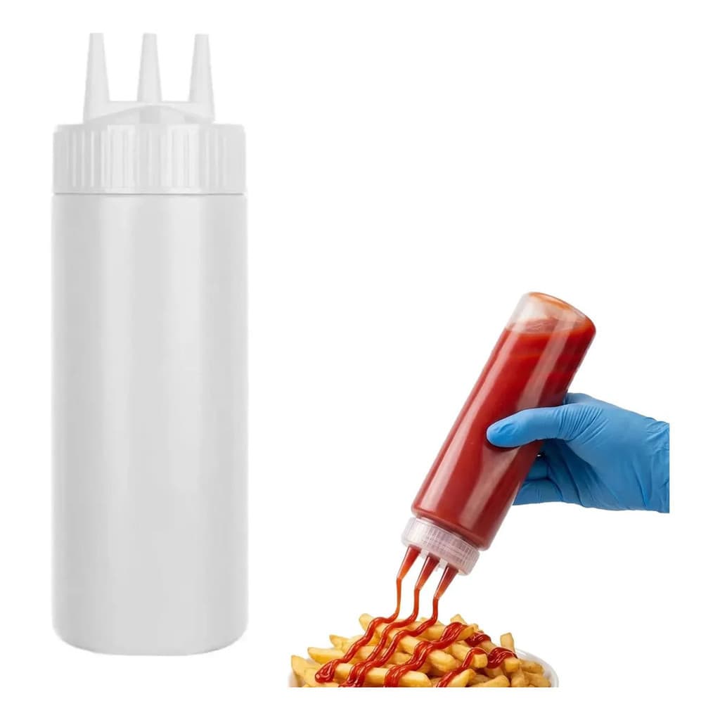 01 Bisnaga 600ml Profissional Bico Triplo P/ Molhos Ketchup Mostarda Maionese