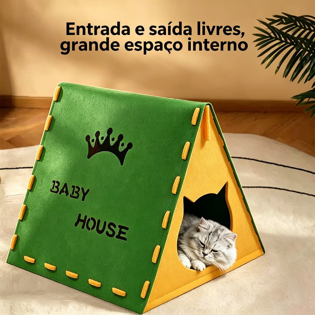 Casa para Gato em Feltro Resistente, Arranhador 2em1, Montagem Fácil, Espaçoso até 8kg, Ideal Filhote e Gato Gordo