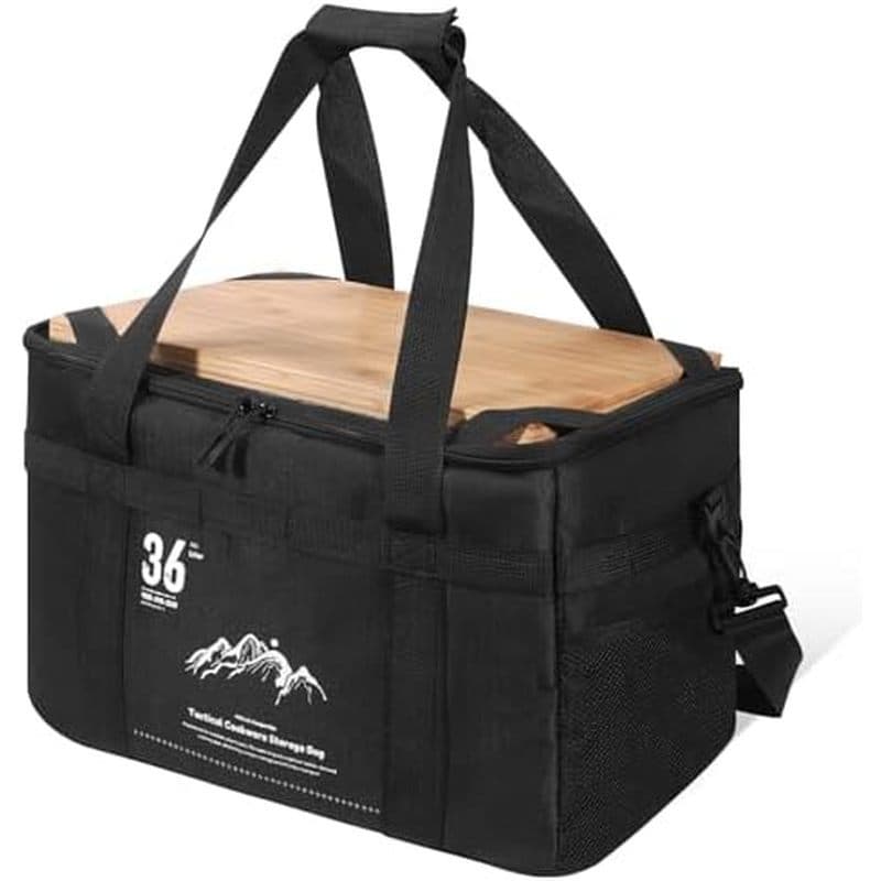 Bolsa De Armazenamento Tática Para Acampamento-Organizador De Sacola Utilitária 36L Com Tábua De Corte De Bambu E Alça D