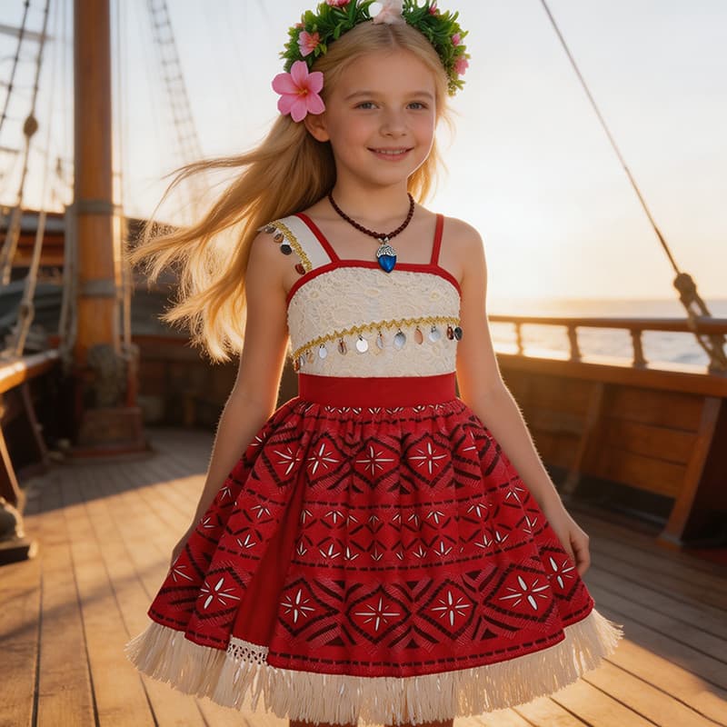Crianças Moana Traje Festa De Aniversário Vestir-Se Menina Cosplay Roupa Vestido De Princesa