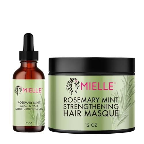 Mielle Organics Óleo Fortificante para Couro Cabeludo e Cabelo com Alecrim e Menta e Pomada Transformadora em Óleo, Paco