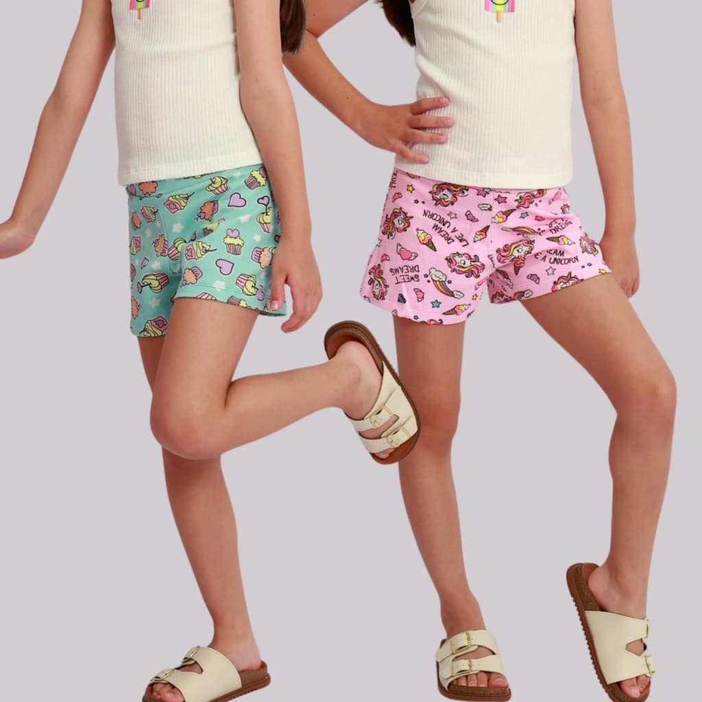 Kit 2 Short Cotton Menina Feminina Bermuda Infantil Juvenil 3 ao 16 verão CORES E ESTAMPAS SORTIDAS