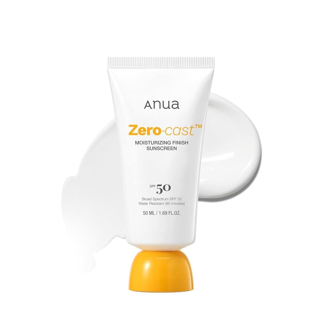 Anua, Protetor Solar Hidratante Zero-Cast SPF 50, Protetor Solar Natural para o rosto, Sem Resíduos Brancos, Ácido Hialu