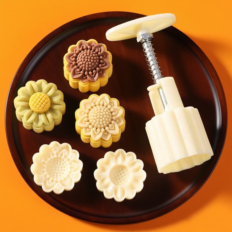 2023 novo estilo influenciador impresso Mooncake molde girassol padrão doméstico Mung feijão bolo pele de gelo pressiona