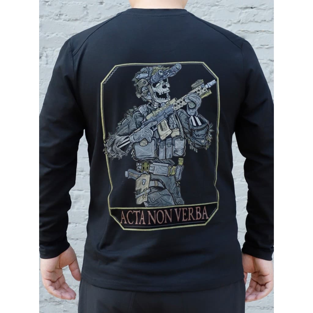 Esportes ao ar livre de manga comprida camiseta masculina em torno do pescoço Street Wear ventilador militar impressão D