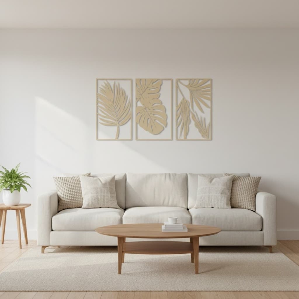 Trio de Quadros Natureza para Decoração - MDF