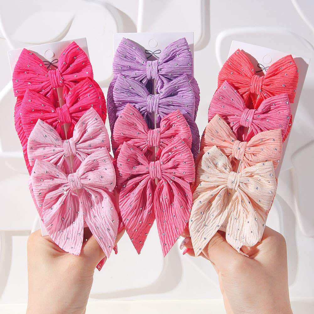 Conjunto de 4 peças de elegantes presilhas de cabelo com laço de cetim grande para mulheres e meninas, acessórios de cab