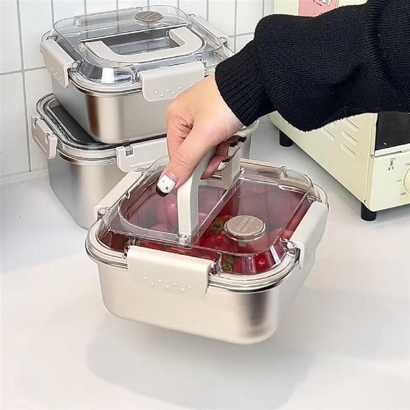 Caixa de aço inoxidável para manter frescos, lancheira de frutas com lancheira selada de qualidade alimentar, caixa para