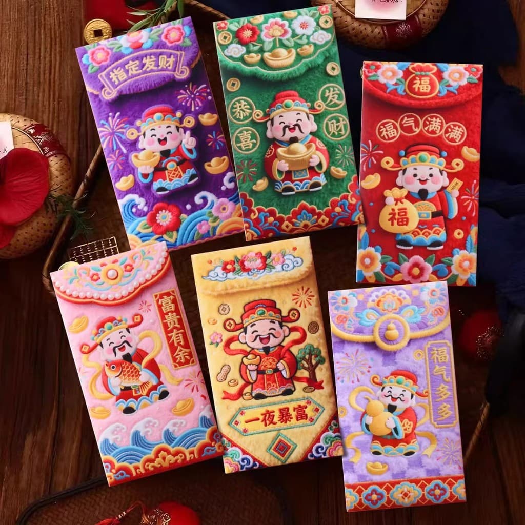 2026 Ano do Cavalo Envelope Vermelho High-End 5D Flat Plush Bordado Estilo Ano Novo Chinês Ano Novo Envelope Vermelho Fe