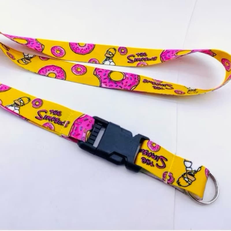 Cordão para pescoço Os Simpsons Rosquinha chaveiro com engate rápido para moto, chaveiro ou crachá