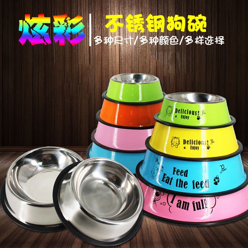 Tigela de aço inoxidável para cães, tigela única de pelúcia para gatos, suprimentos para cães grandes e grandes, tigela