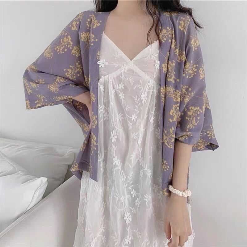 2025 novo estilo verão feminino Retro impresso protetor solar roupas Cardigan feminino estilo fino solto jaqueta de mang