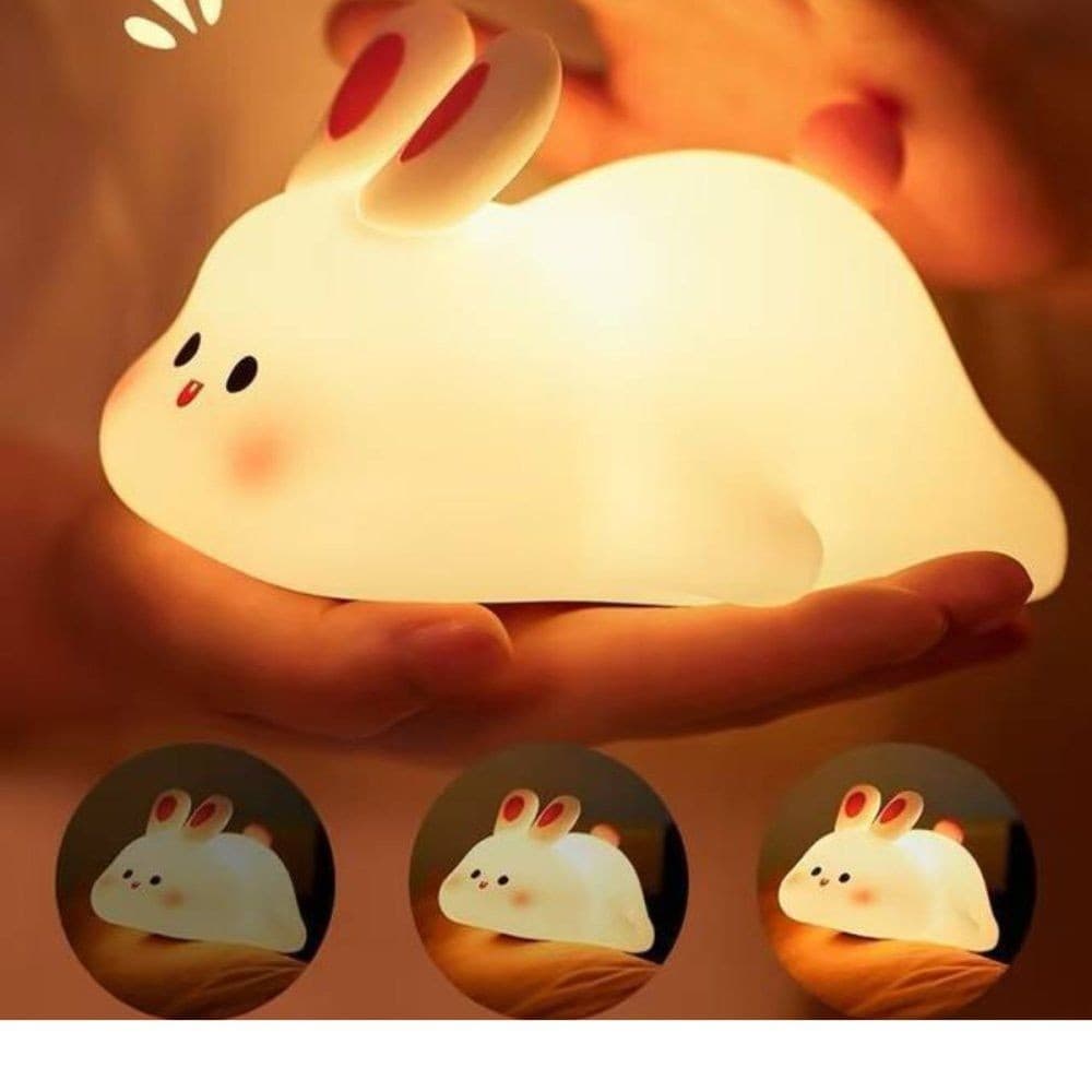 Luminária de Coelhinho Acende com Toque 3 Níveis de Brilho Carregador USB Presente Decoração Quarto