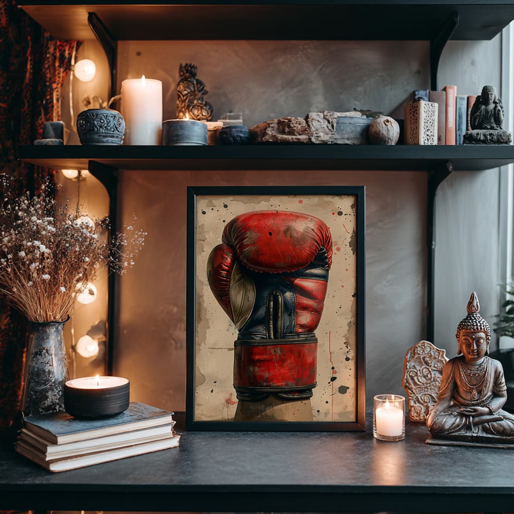Quadro Luva De Boxe Vintage Retro Esporte Luta Treino Motivação Decoração Academia