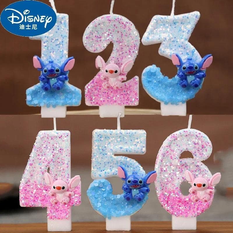 Disney animação vela luz número Kawaii anjo tema dos desenhos animados festa de aniversário azul rosa fonte