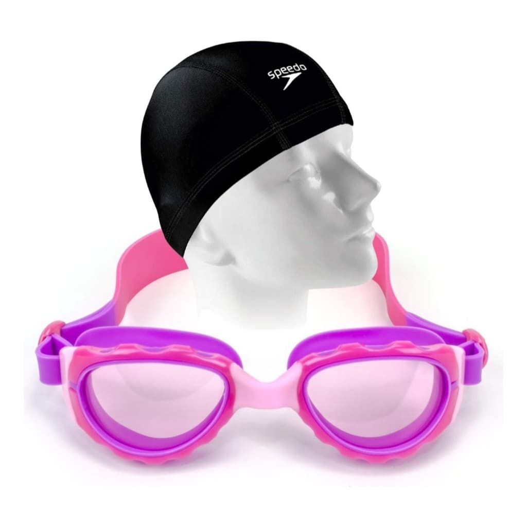 Kit Natação Speedo Óculos Lilas Touca Crianças 2 a 6 anos Candy