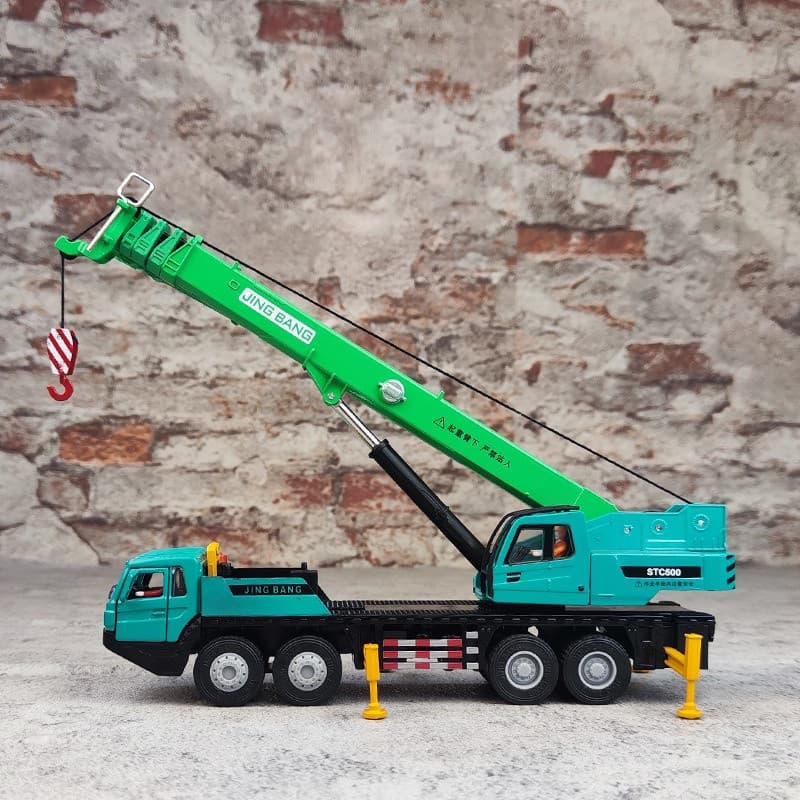 Jingbang 1:50 Modelo de guindaste de liga leve guindaste retrátil braço dobrável mão grande caminhão de engenharia 85017
