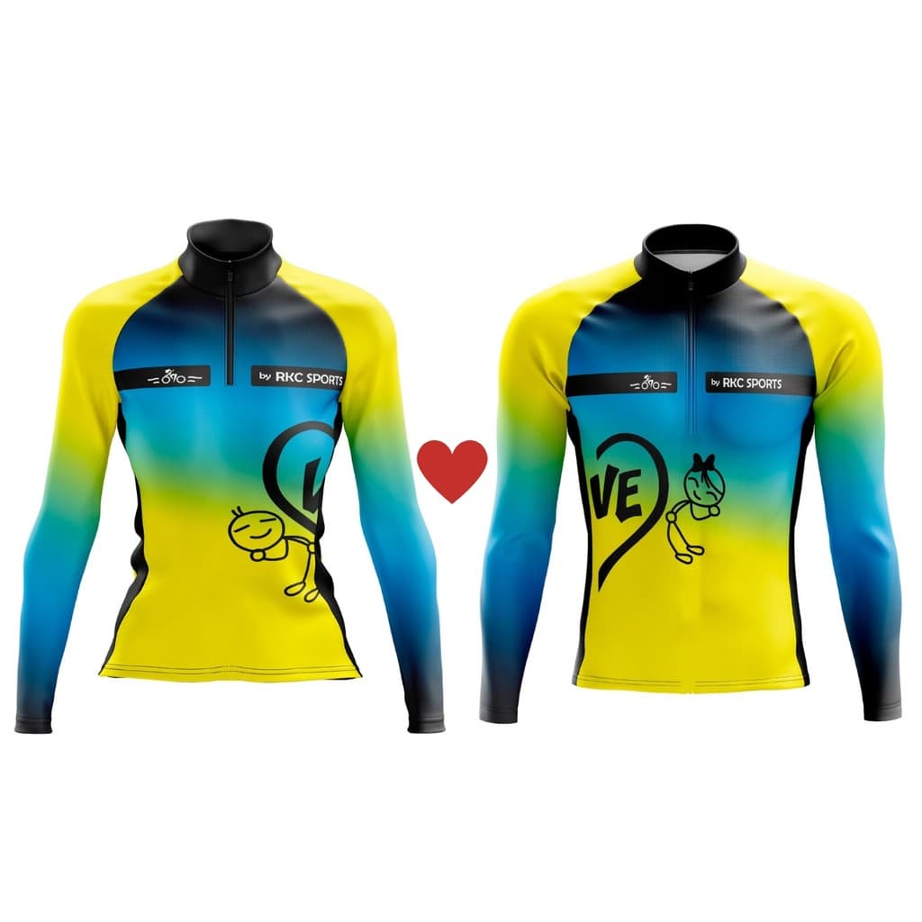 kit camisa ciclismo casal manga longa love uv50+