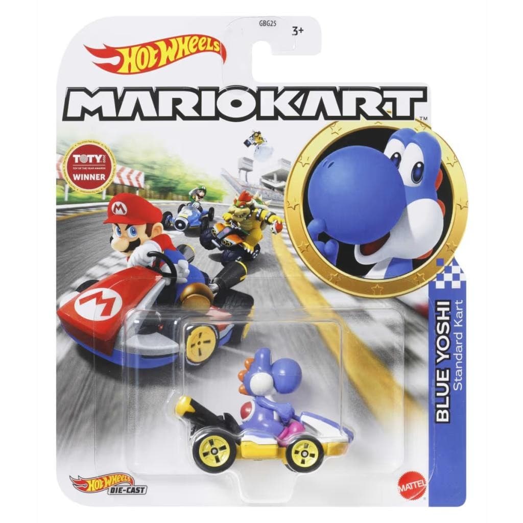 Carrinho Hot Wheels Mario Kart Blue Yoshi Original Mattel Miniatura Colecionável Brinquedo Infantil