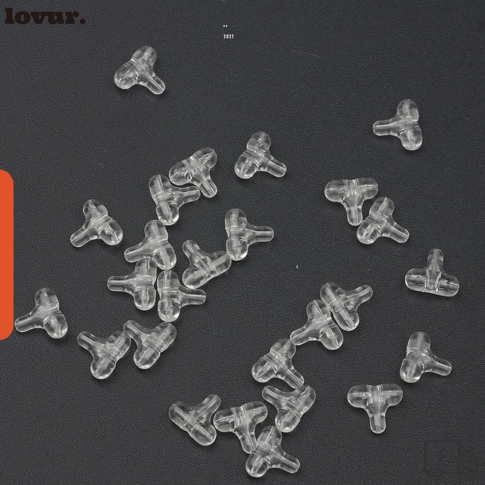 LOVUR 30 Peças De Contas De Pesca , Equipamento Sabiki Transparente Oval Com Furo Cruzado Duplo De Conector De 3 Vias
