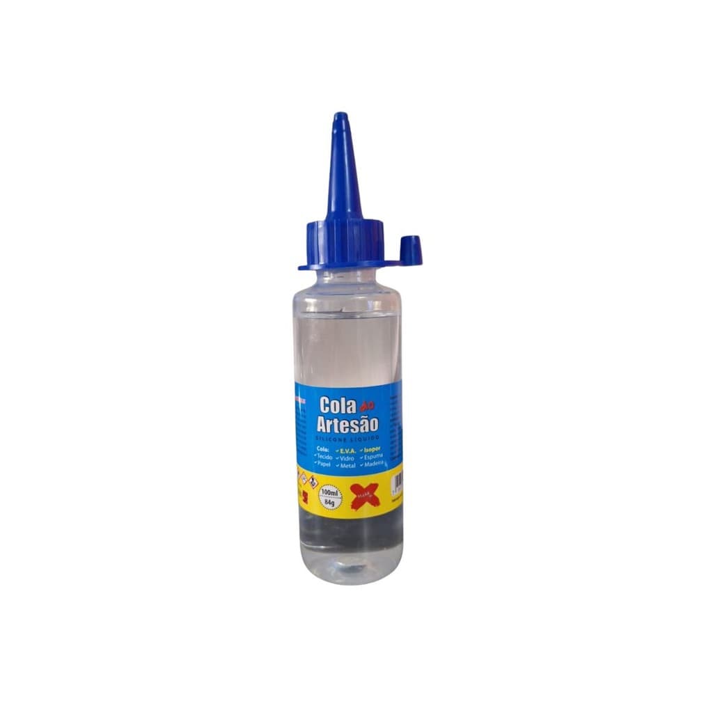 COLA SILICONE LIQUIDA INCOLOR SECAGEM RAPIDA ARTESÃO EVA MADEIRA TECIDO ARTESANATO MAKE+ 100ML
