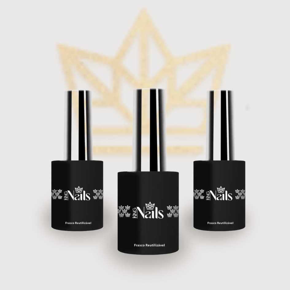 Kit 3 Frascos Reutilizáveis Preto 15ml - King Nails