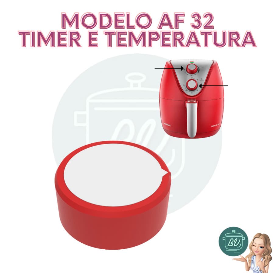Botão para fritadeira compatível com Mondial AF32 vermelho (timer e temperatura)