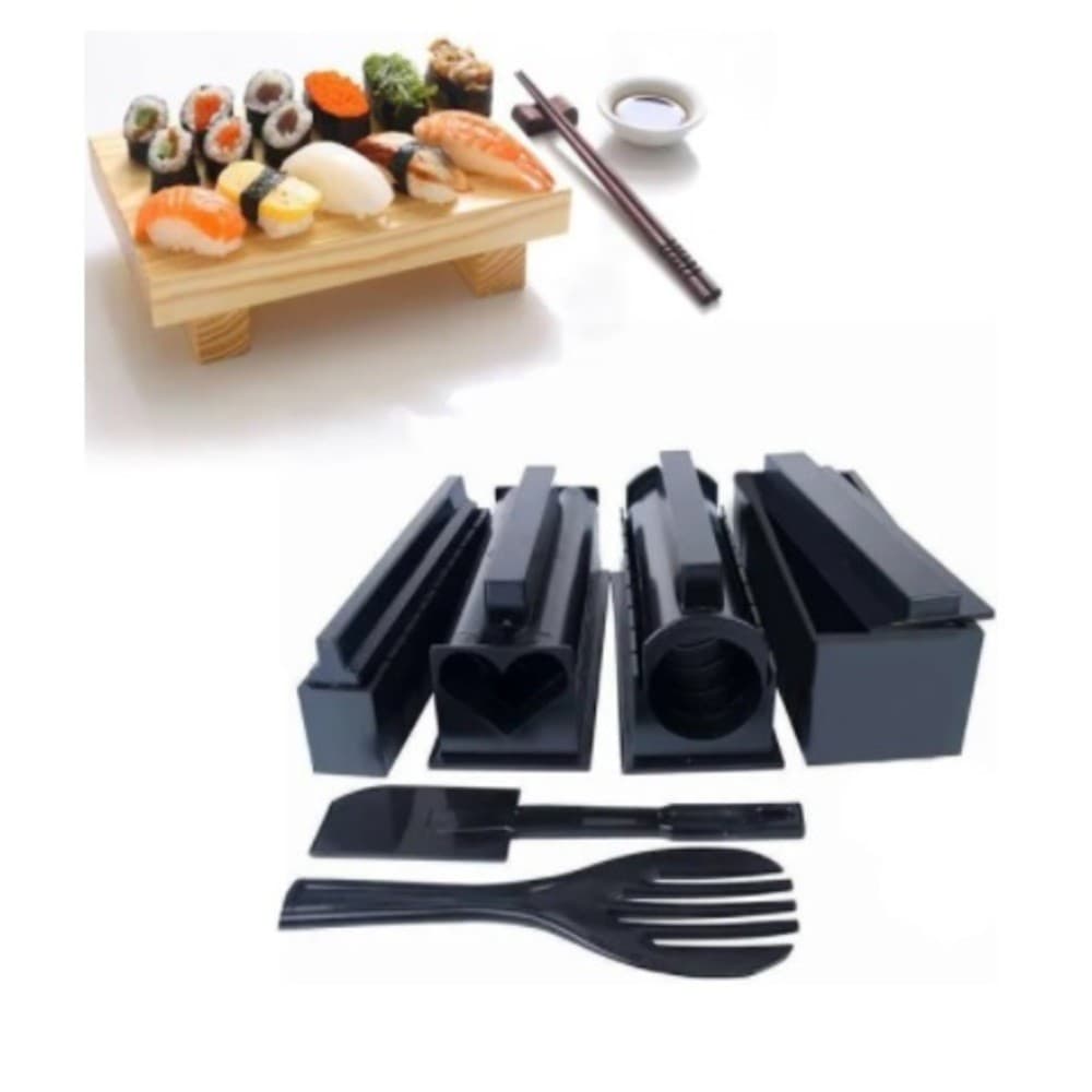 Kit Sushi 11 Peças Com Faca Preparação Rolo Molde Corte Arroz Rolinho Japonês Culinária Caseira