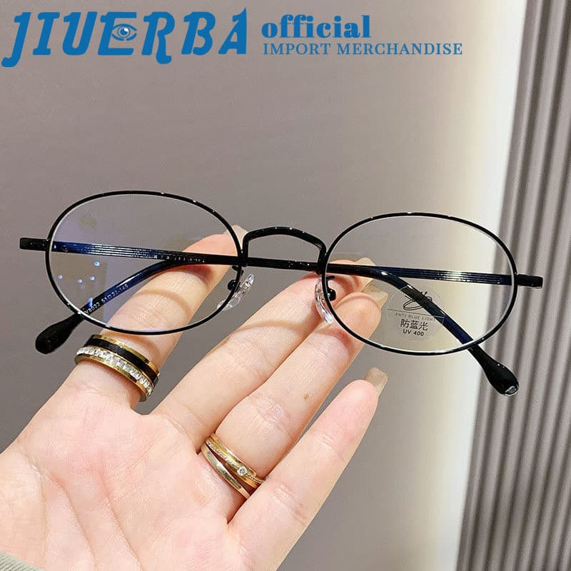 JIUERBA Moda Oval Metal Armação Pequena Anti Radiação Óculos De Computador Para Homens E Mulheres