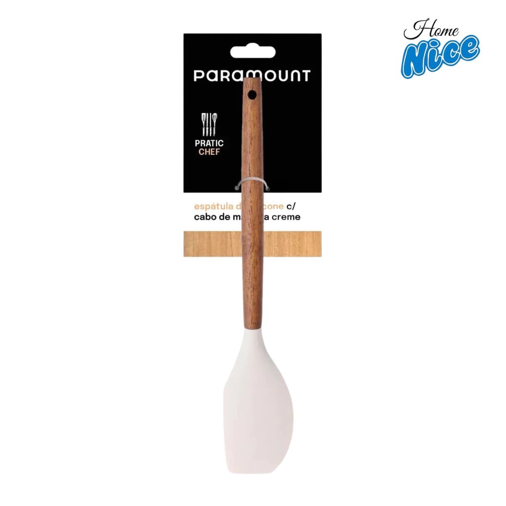 Espatula De Silicone Creme Com Cabo De Madeira - Extrema Qualidade