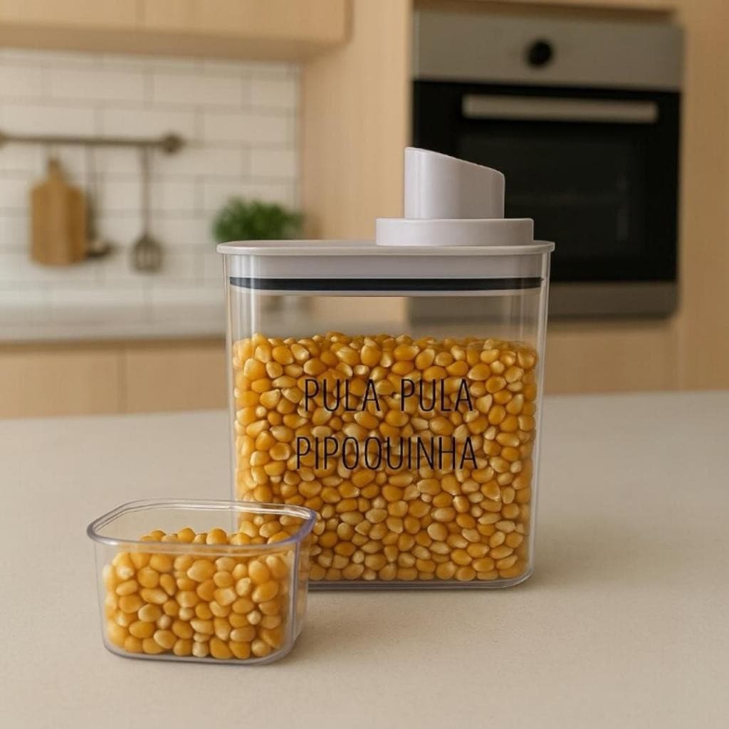 Pote Hermético de Acrílico para Pipoca 1,5L Tampa Vedação Cozinha Organização