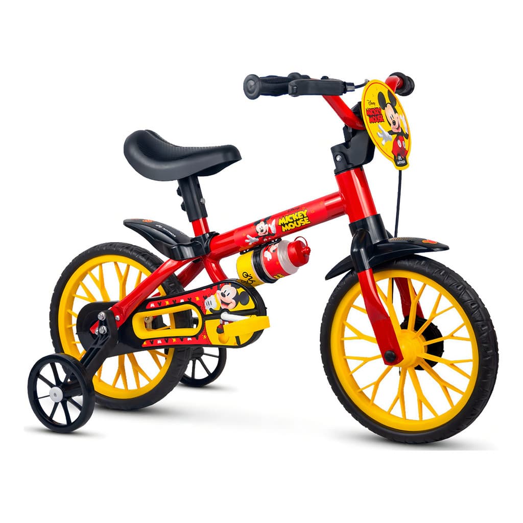 Bicicleta Aro 12 Infantil  Mickey Nathor Cor Vermelho