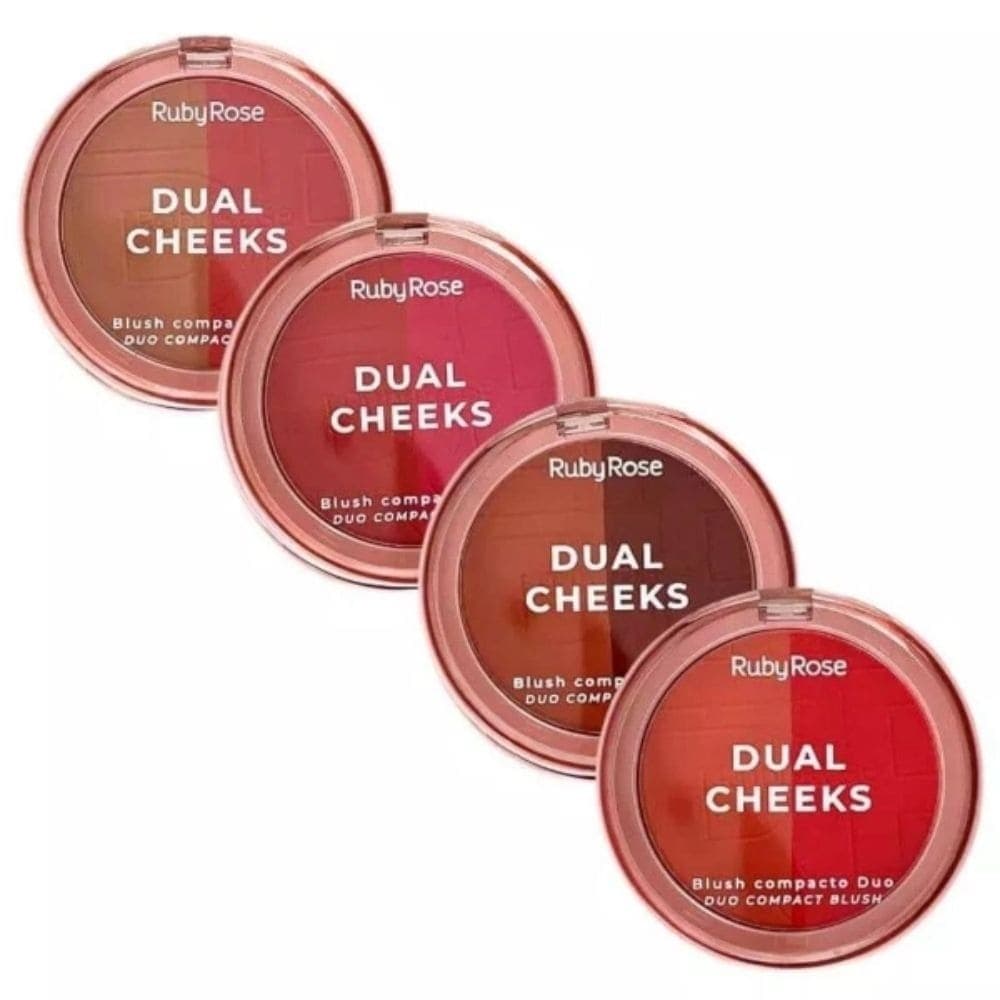 Blush Compacto Dual Cheeks Champagne e Peach Ruby Rose