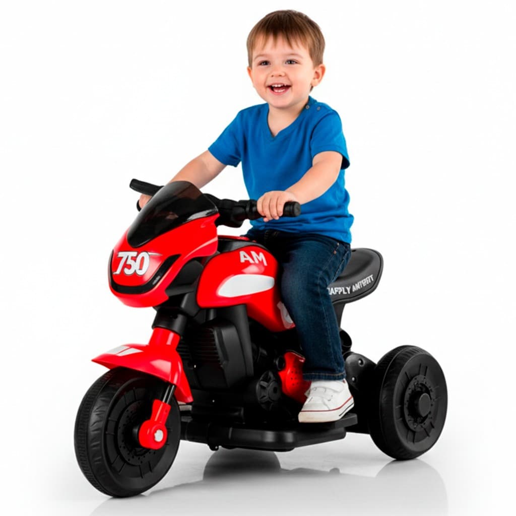 Moto Elétrica Infantil 6V Race Vermelha Com Som Menino Triciclo Acende Farol Recarregável - Unitoys