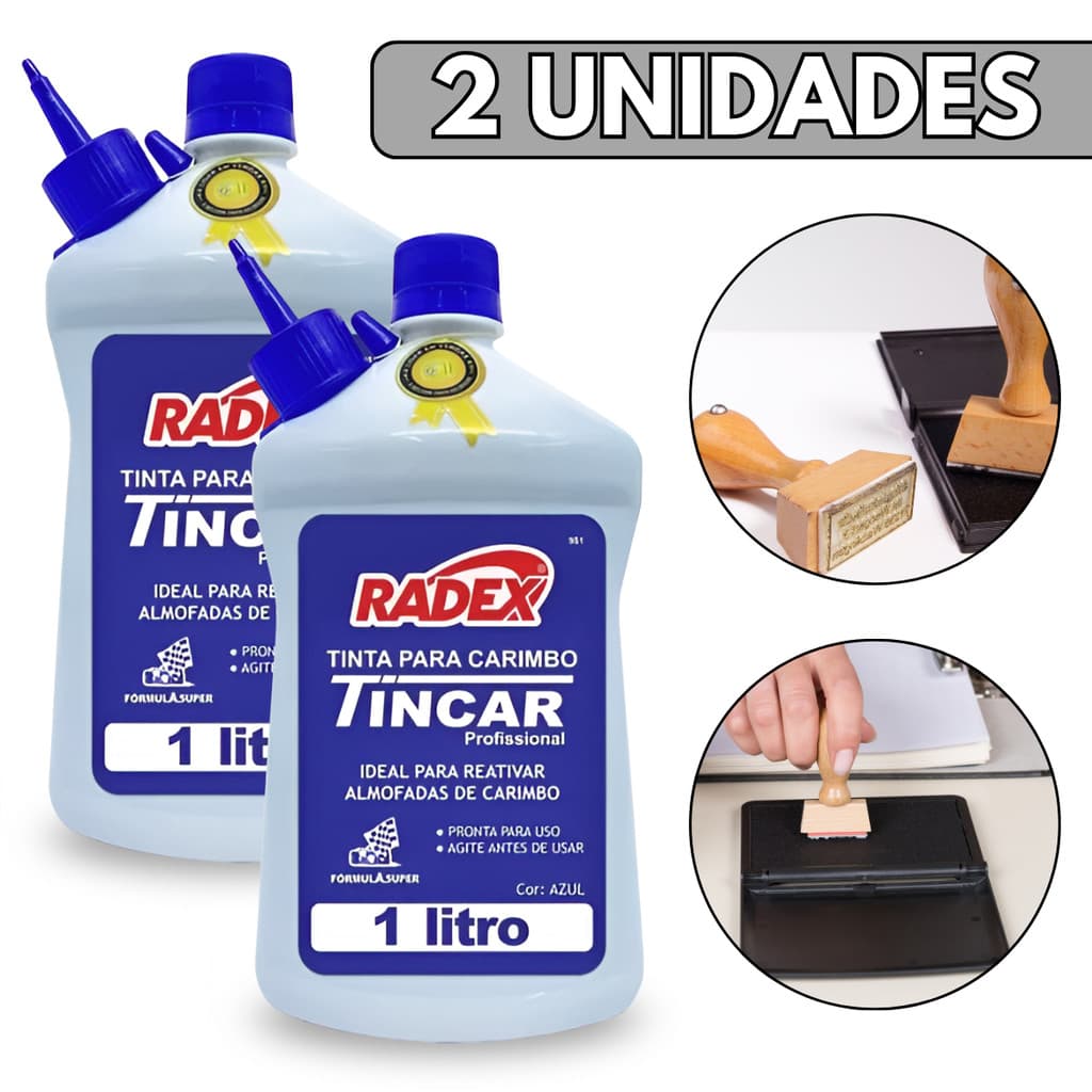 Tinta Para Almofada De Carimbo Tubo 1 Litro Secagem Rápida Radex - Escolha Seu Kit