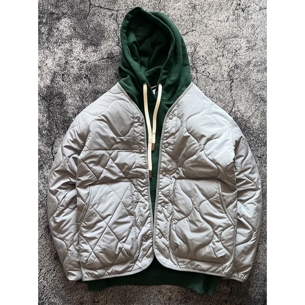 Leve em camadas sem gola diamante xadrez acolchoado jaqueta acolchoada de algodão impermeável cor sólida Casual solto ou
