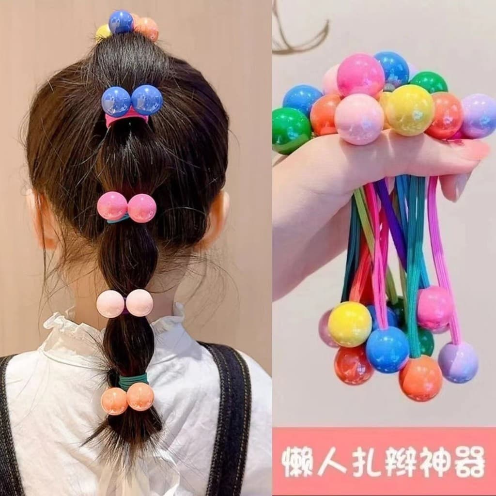 Anel de cabelo de cor doce para crianças, corda de duas cabeças, faixa de borracha, corda de cabelo flocada, gravata de