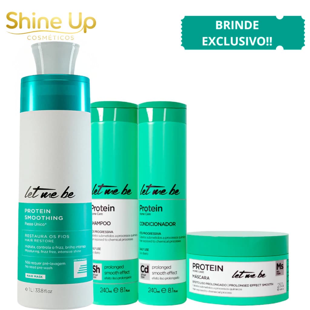 LET ME BE - KIT ESCOVA PROGRESSIVA PASSO ÚNICO 1L + LINHA PROTEIN HOME CARE 240ML