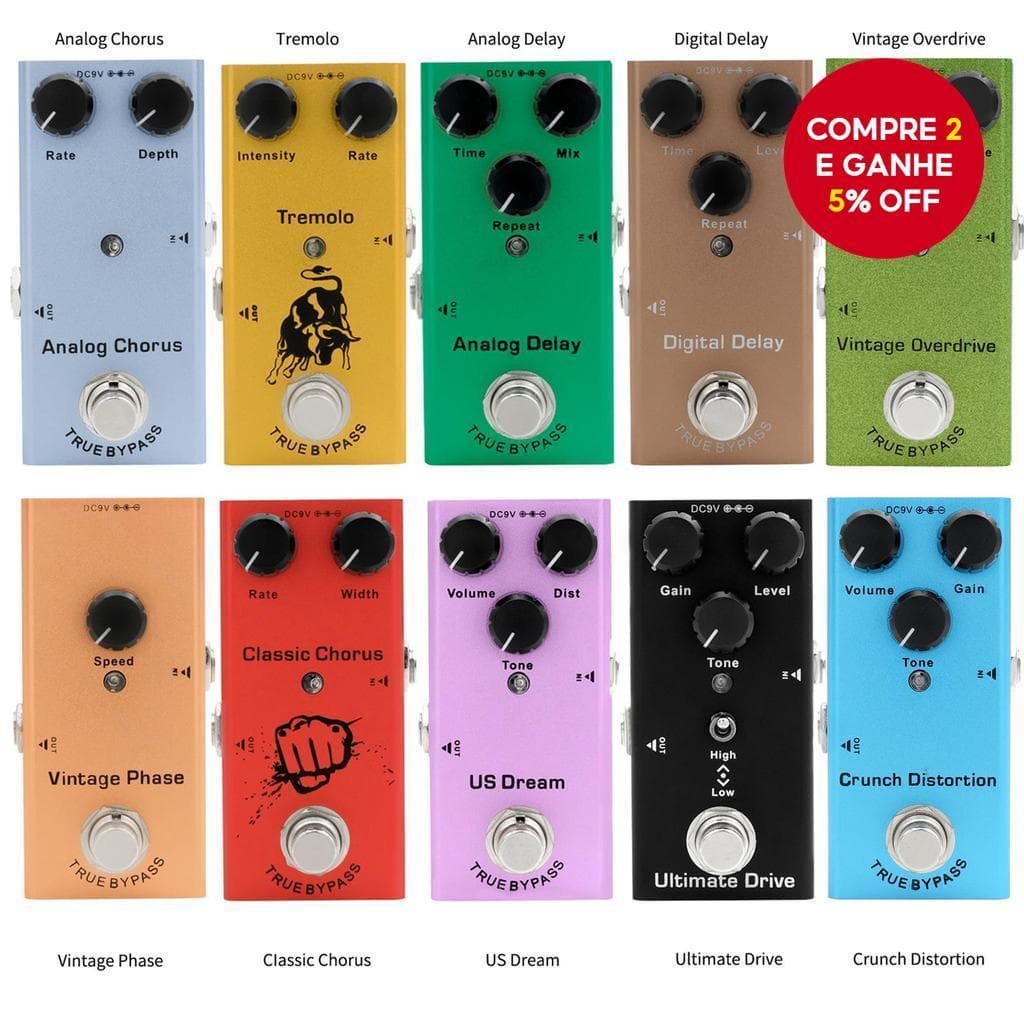Pedal De Guitarra Elétrica Vintage Overdrive/Distrição Crunch/Distorção/Dream Dos Eua/Coro Clássico/Fase/Delay Digital