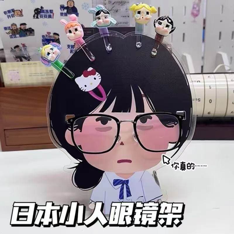 Bonito ilustração japonesa vilão óculos clipe de cabelo Rack de armazenamento desktop prateleira acrílica multifuncional