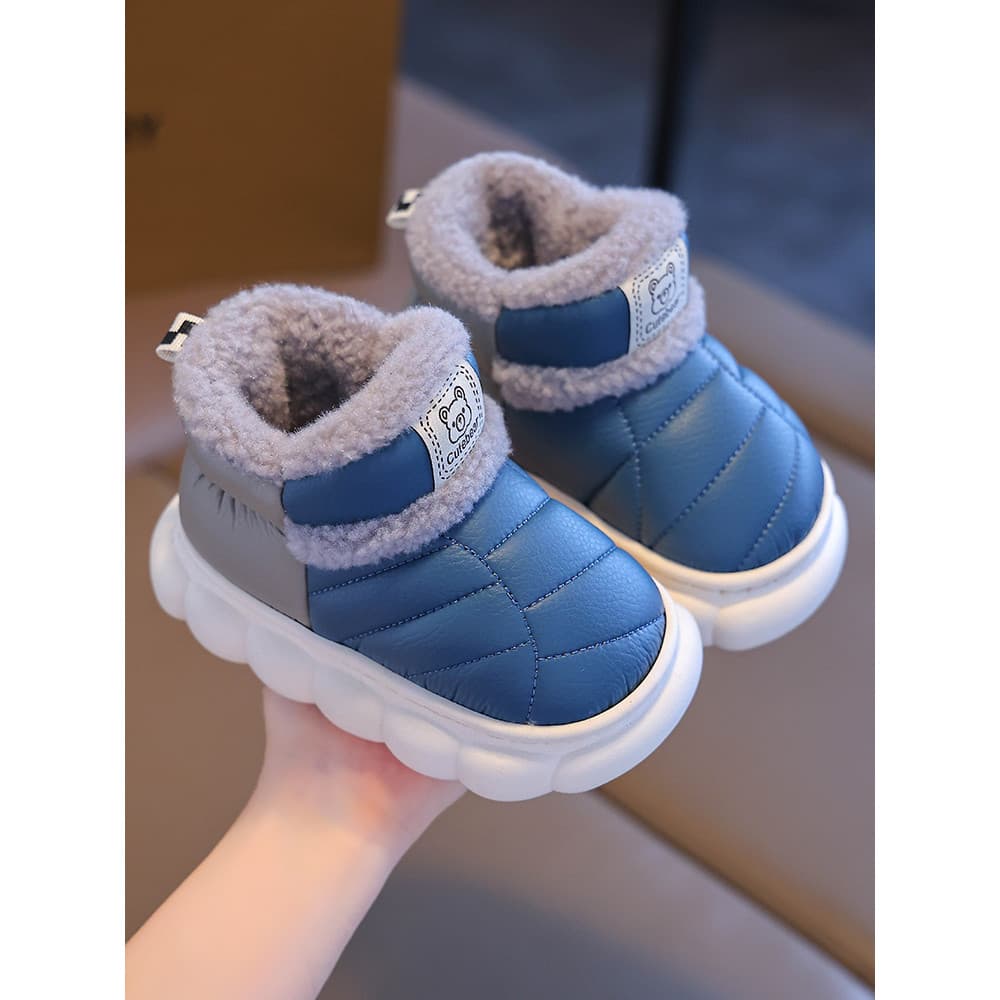 Crianças calcanhar chinelos de algodão à prova dwaterproof água inverno meninos meninas interior casa mantendo quente ve