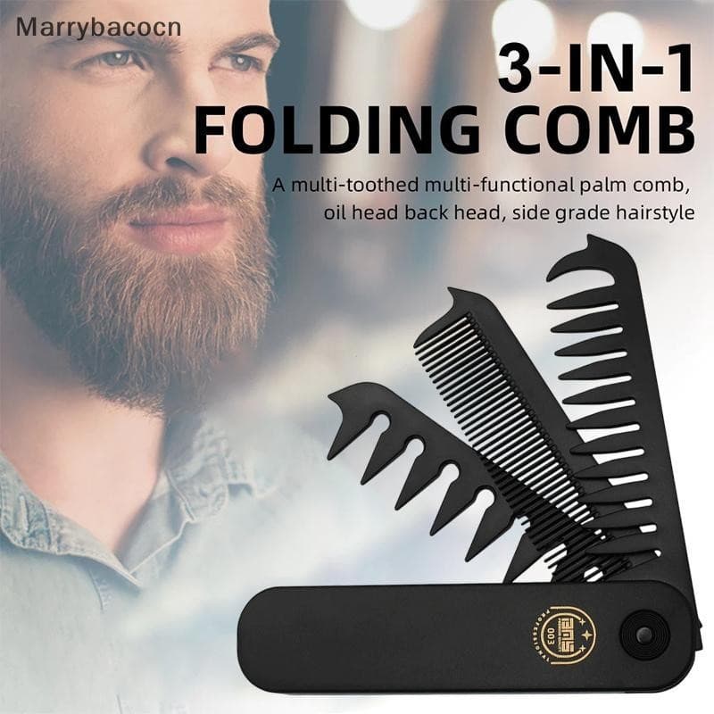 [MAR] 3 Em 1 Foldbs Plástico Dente Largo Óleo Headb Bearding Multifuncional Barber Cabelo Clipperb Styling Tools COD