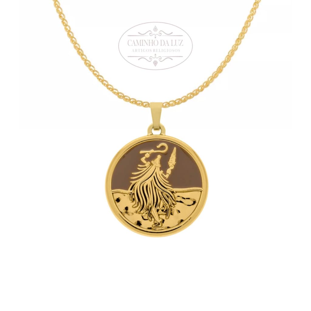 Pingente Omolu Orixá banhado a Ouro 18k Umbanda Candomblé + corrente 60 cm