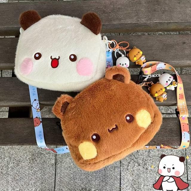 Kawaii Bubu E Yier Panda Bolsa De Pelúcia Animais Ombro Grande Capacidade Brinquedo Macio Moda Crossbody Saco