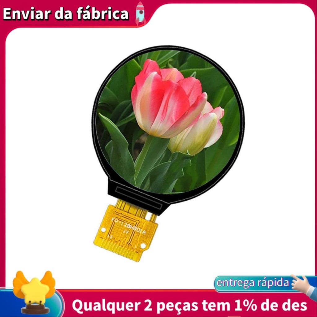 1 Peça 1.28 Polegada Ips Display LCD Colorido Redondo 240x240 Preto HD GC9A01 Driver