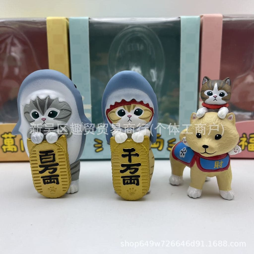 Novo produto: Miaofushandi, gato tubarão da moda, estatueta de gato da sorte, boneco, brinquedo, ornamento, brinquedo em