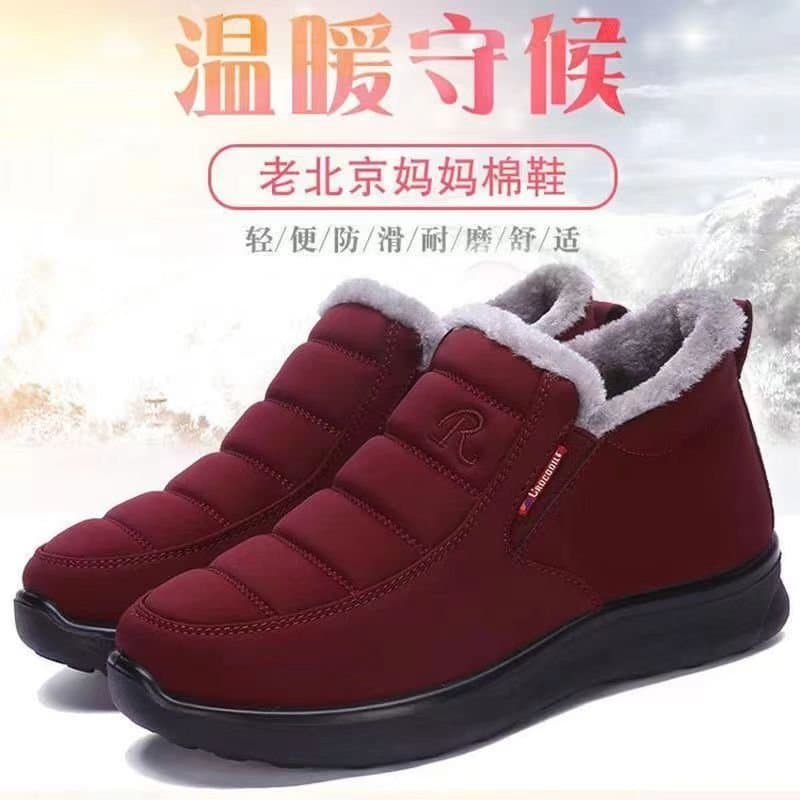 Varejo feminino velho pequim sapatos de algodão botas de neve de inverno botas de algodão feminino escovado engrossado à