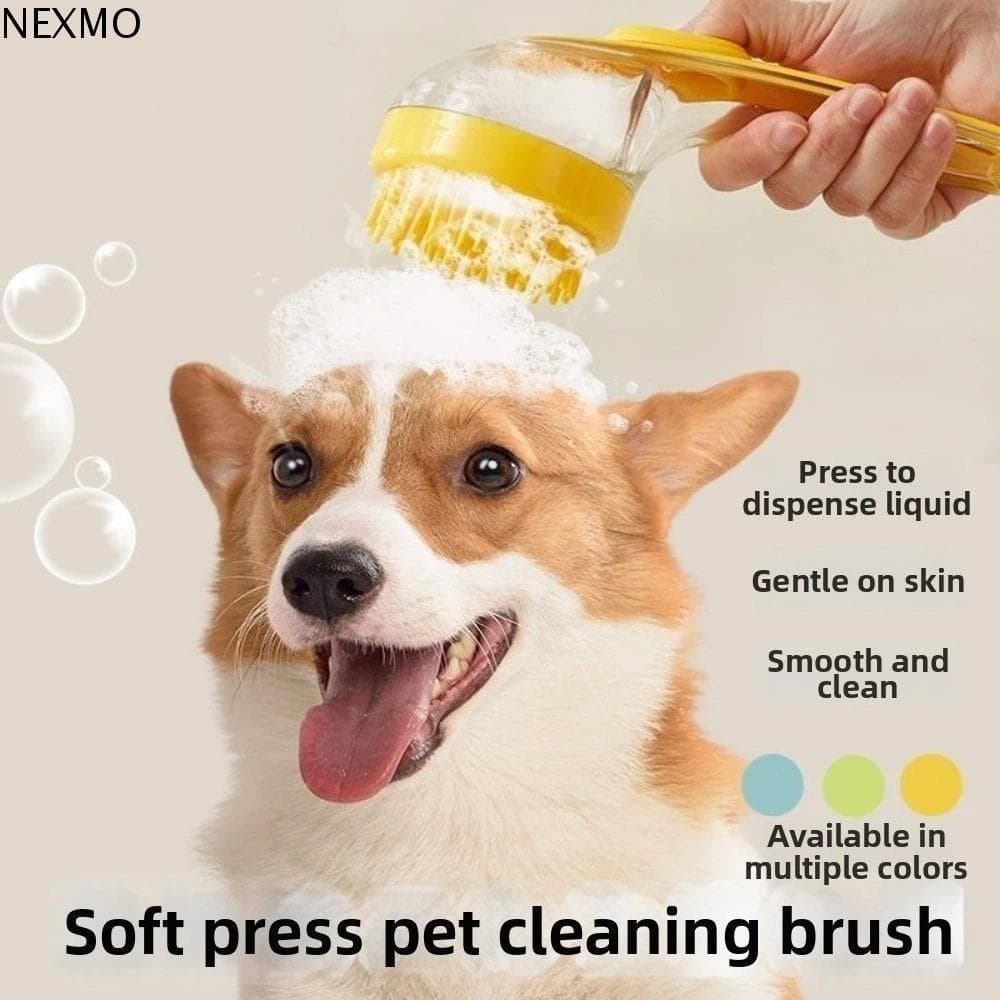 Escova De Limpeza Para Cães NEXMO , Banho Animais De Estimação Com Cabo Longo , Pente De Borracha De Silicone Macio Lava