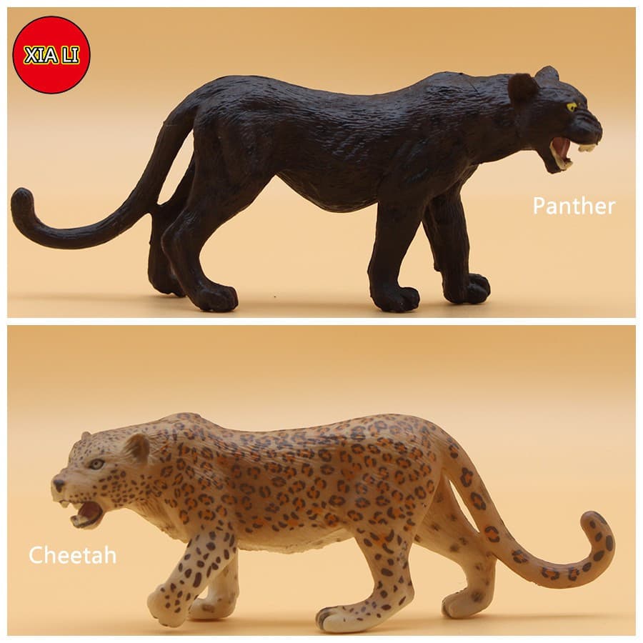 【 Spot 】 Simulação De Animais Selvagens Adultos Conjunto De Pantera Preta De Cheetah Figura De Ação Figuras Coleção Mini