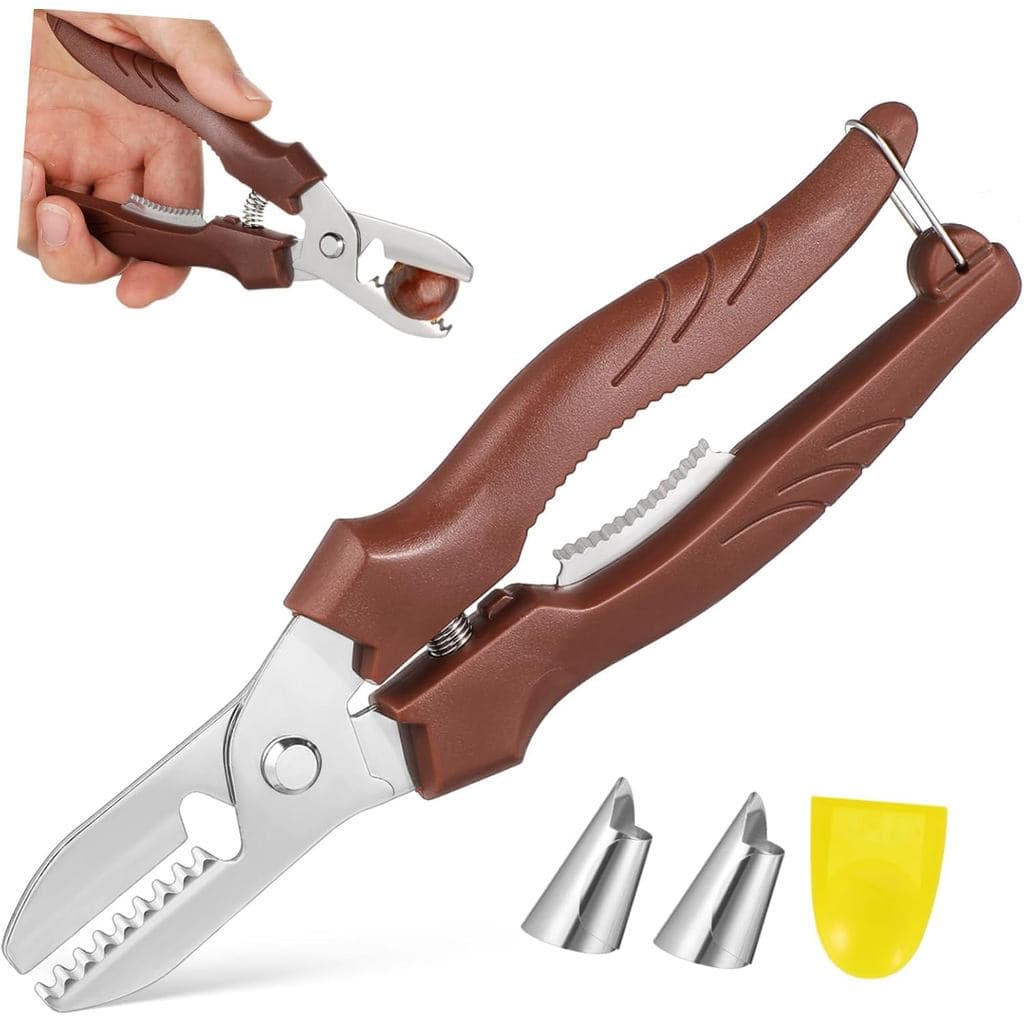 LuxshinyhestnututterToolFingeroersNutrakerforPeanHazelnutandWalnutShellsompathestnutPeelingDeieforHomeandOutdoorUse
